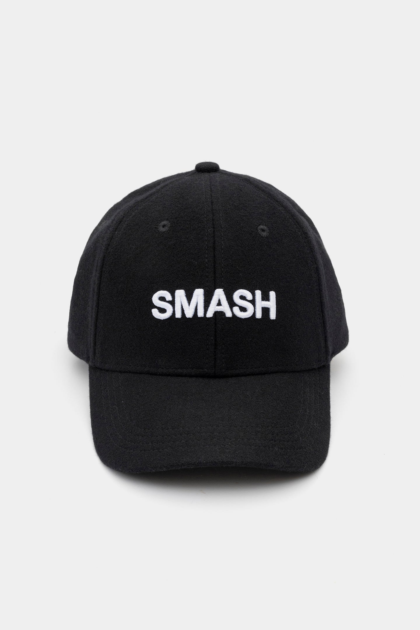 Baseball Hat - Black Wool Smash 3D embroidery