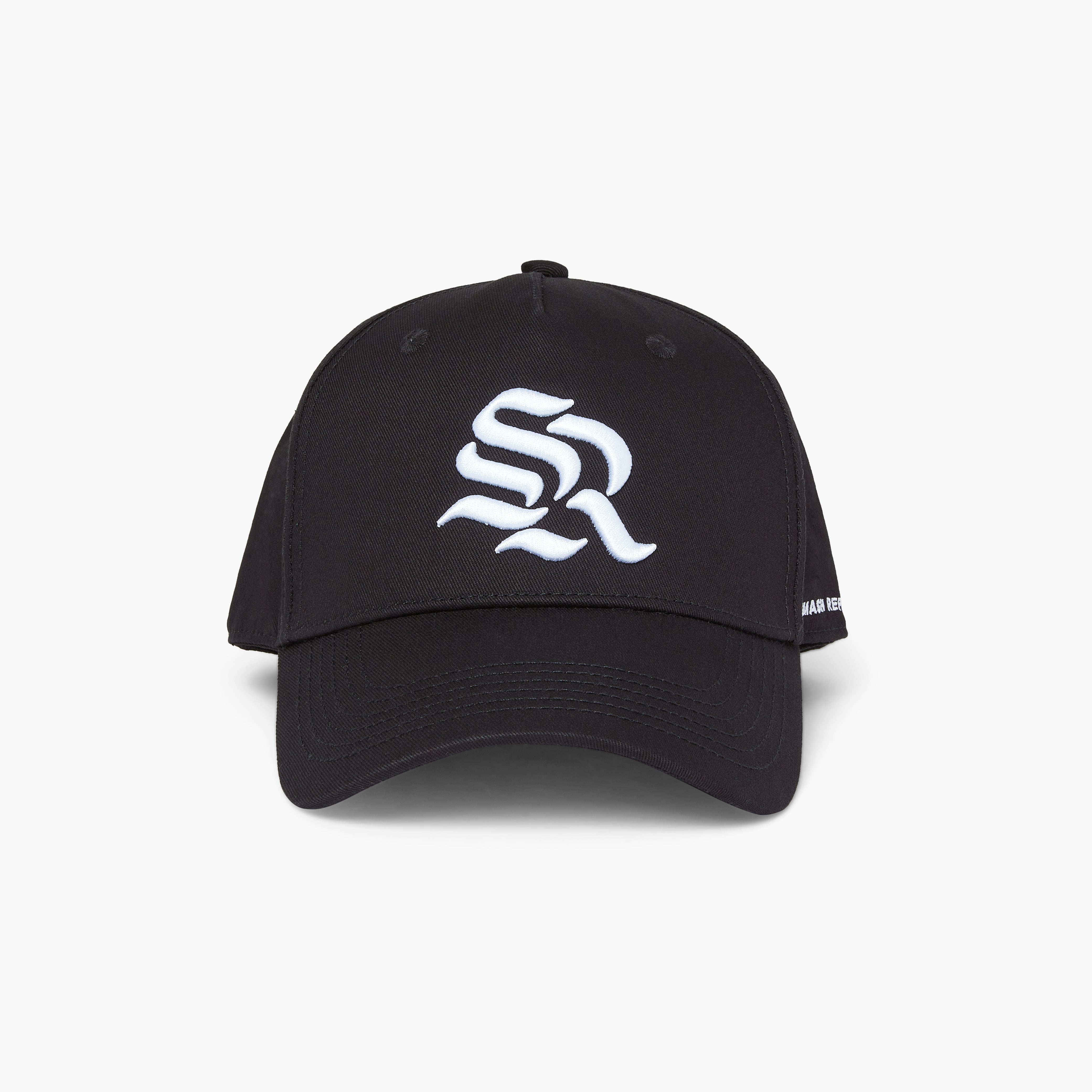 Black Baseball Cap Symbol White Snap back